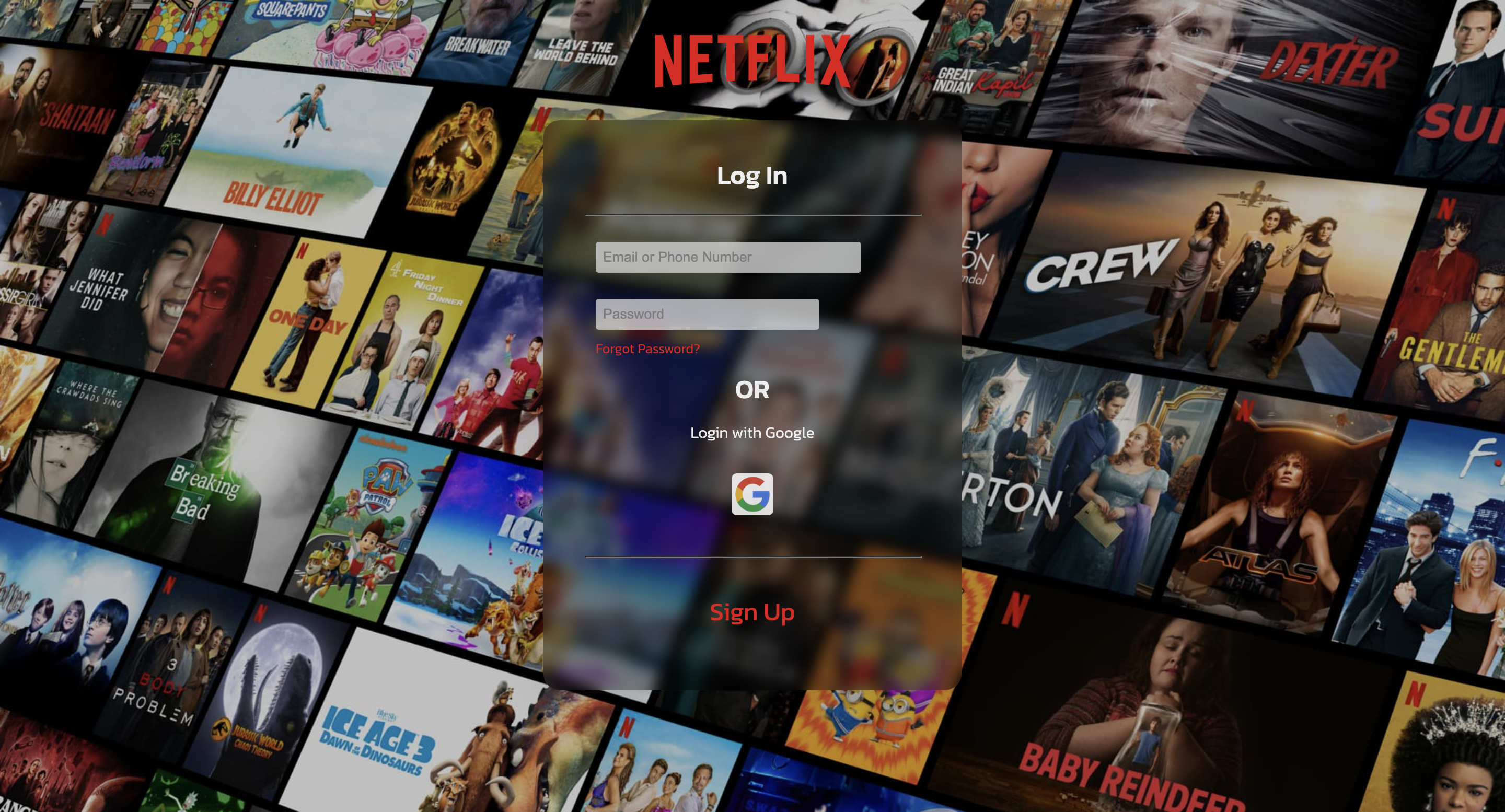 My version of a Netflix website remake