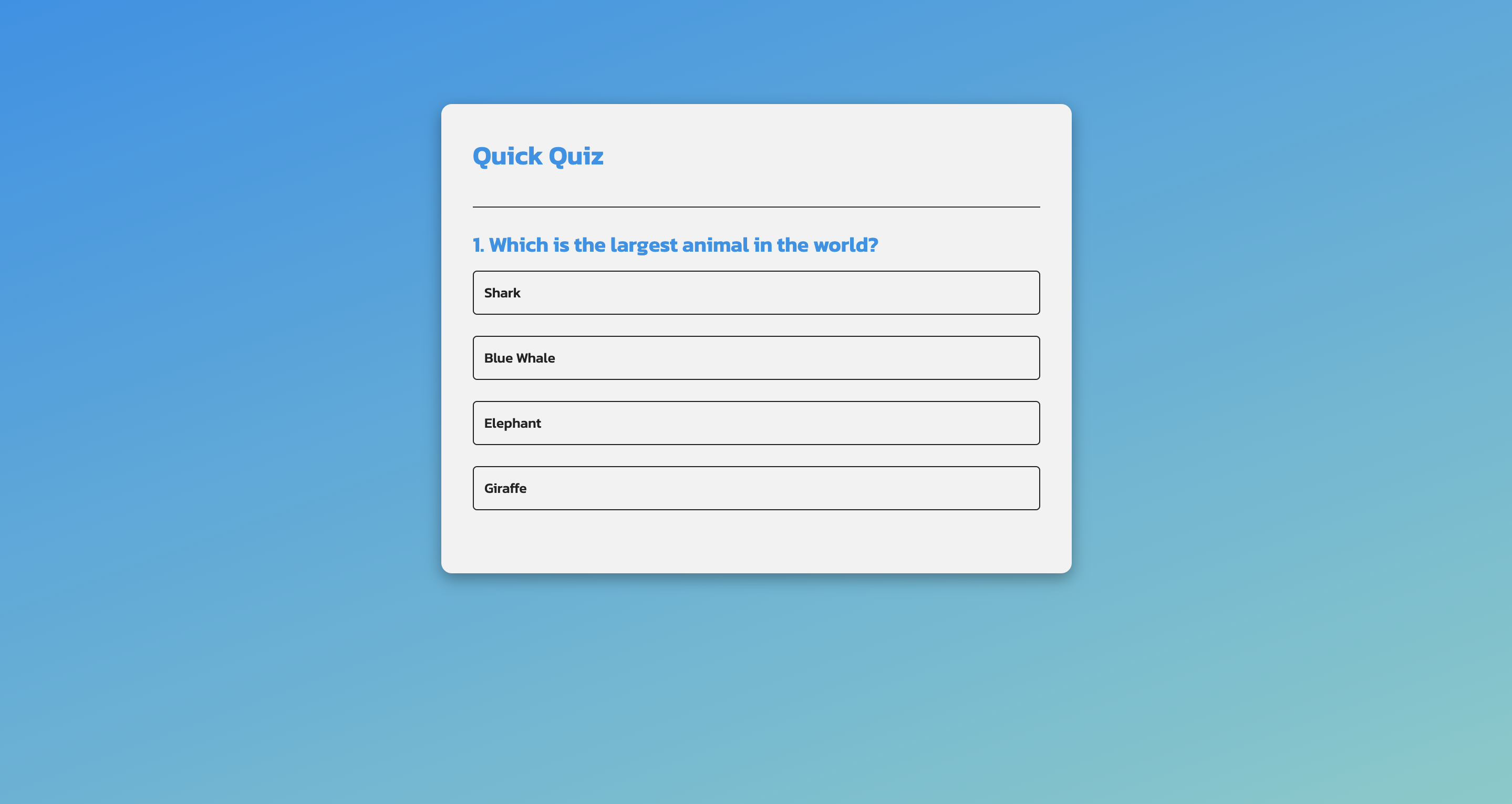 small quiz website